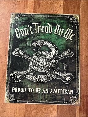 Desperate Enterprises Don't Tread On Me Vintage-Style Metal Sign - Green & Black